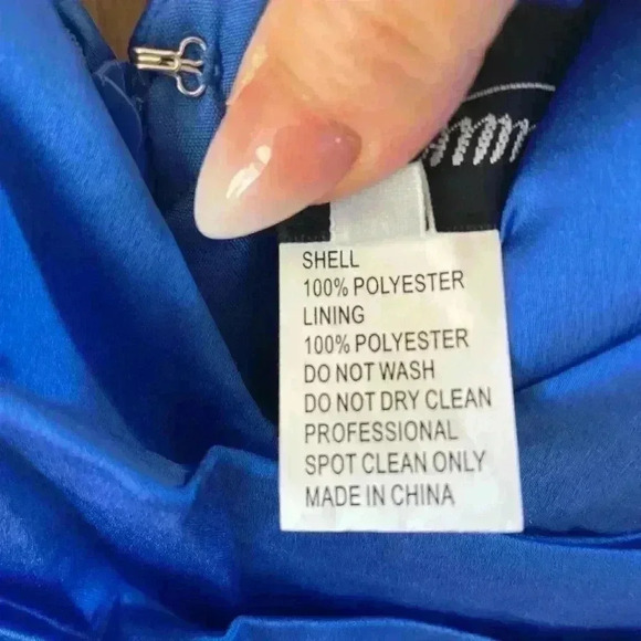 NEW La Femme Blue Sleeveless V-Neck High Leg Slit A-Line Gown size 10 - Picture 6 of 10